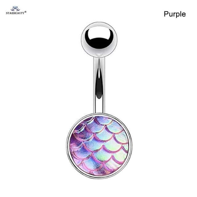 Deniz Kabuğu Göbek Piercingi Denizkızı Pulları (Mor)