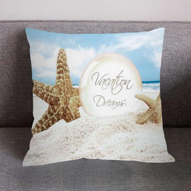 Deniz Kabuğu Yastık Basılı Vanuatu Plajı