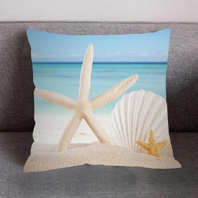 Deniz Kabuğu Yastık Basılı Bahamalar Plajı